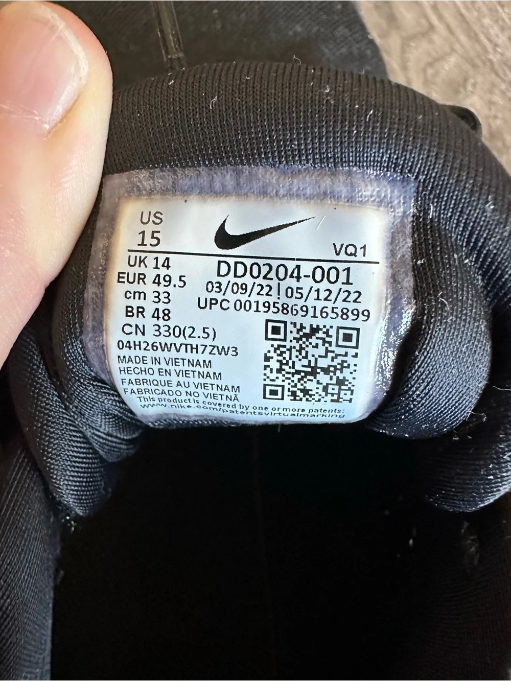 Nike Quest 5 Running Shoes Black White Men’s Size 15
